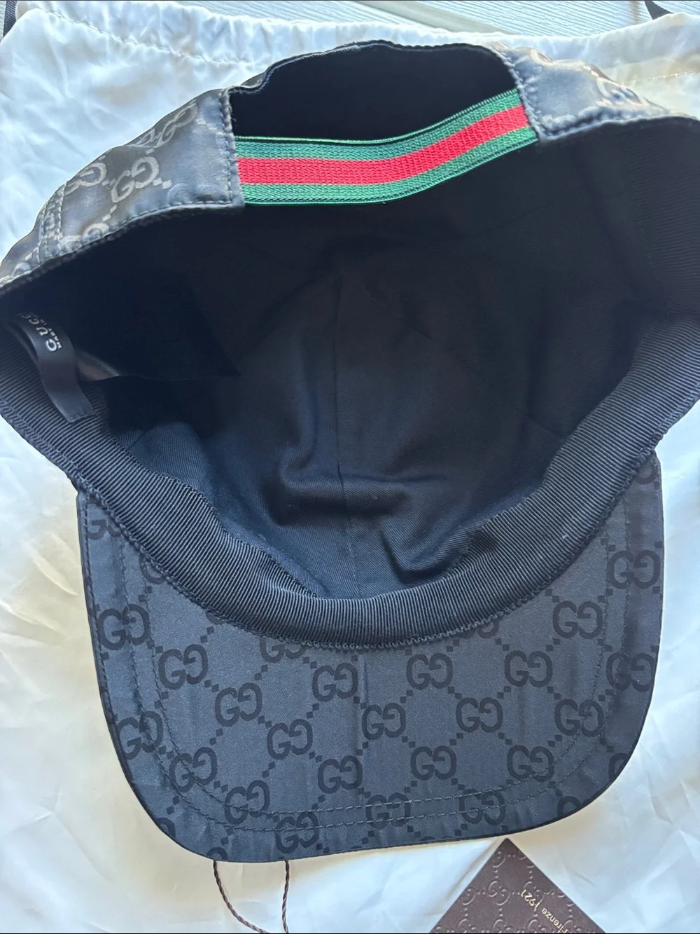 Gucci Black GG Monogram Satin Baseball Cap